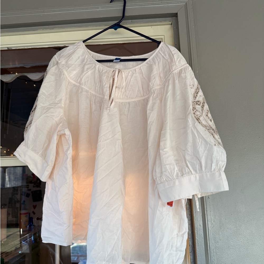 Old Navy White Blouse with Lace Detail